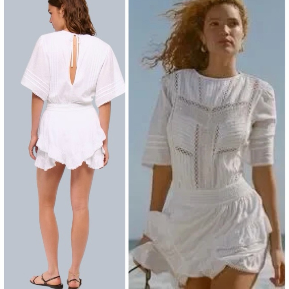 Abercrombie & Fitch Mini Short-Sleeve Easy Waist Ruffle Skort Dress Cotton Sz S